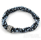 elastic style 7.5 inches three strand crystal bracelet with rhinestone