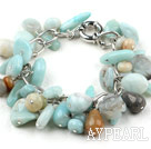 Wholesale Assorted Amazon Stone Bracelet with Bold Style Metal Chain