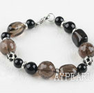 Wholesale Assorted smoky quartz and black agate bracelet with lobster clasp
