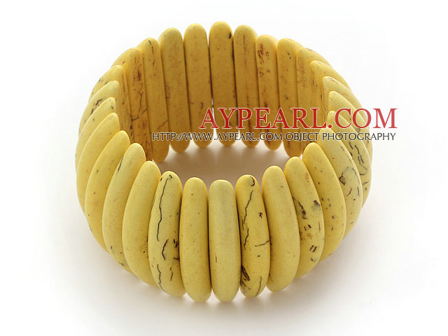 Classic Design Long Spike Shape Yellow Turquoise Stretch Bangle Bracelet