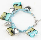 Wholesale Square shape blue colored glaze and heart shape accessories bracelet