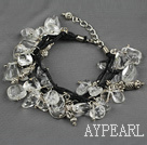 Multi strand fillet white crytal chip bracelet with adjustable chain