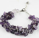 Single strand amethyst chip bracelet with adjustable chain
