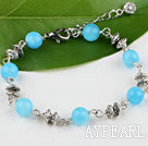 Cute style round kyanite bracelet with lobster clasp
