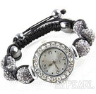 Fashion Style Gray Color Rhinestone Ball Watch Drawstring Bracelet