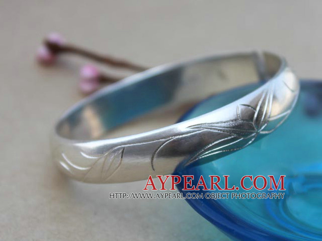 Bold Style Handmade 999 Sterling Silver Bangle Bracelet with Bamboo Pattern