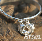 Handmade 999 Sterling Silver Bangle Bracelet with Double Fish Pattern and Accessories