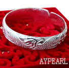 Bold Style Handmade 999 Sterling Silver Bangle Bracelet with Phoenix Pattern