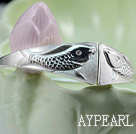 Handmade 999 Sterling Silver Double Fish Bangle Bracelet