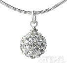Simple Design Fashion Style White Rhinestone Ball Pendant Necklace with Metal Chain