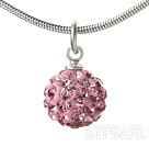 Simple Design Fashion Style Baby Pink Rhinestone Ball Pendant Necklace with Metal Chain