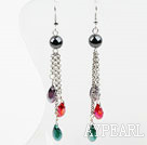Dangle Style Drop Shape Multi Color Crystal Earrings with Tungsten Steel Stone
