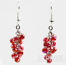 Cluster Style 4Mm Red Crystal Loop Dangle Earrings With Fish Hook