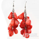 Wholesale Cluster Style Drop Shape Orange Red Coral Earrings