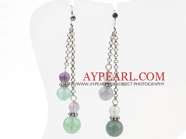 Classic Design Dangle Style Fluorite Long Earrings