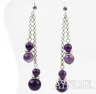 Classic Design Dangle Style Amethyst Long Earrings