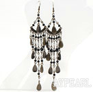 Vintage Style Black and Clear Crystal Long Earrings