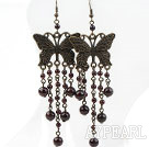Vintage Style Garnet and Butterfly Accessories Earrings