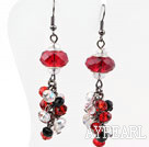 Assorted Red and Black and Clear Crystal Earrings
