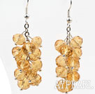 Cluster Style Amber Color Crystal Earrings