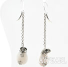 Classic Design Dangle Style Drop Shape White Shell Long Earrings