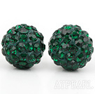 Fashion Style Dark Green Rhinestone Ball Studs Earrings
