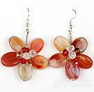 Natural Color Agate and Multi Color Crystal Flower Shape Earrings
