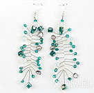 Lake Green Color Crystal Long Style Earrings