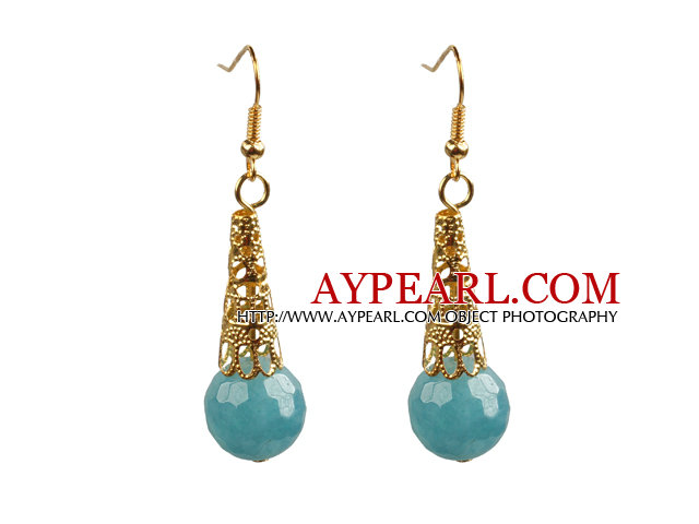 Simple Classic Design Faceted Kyanite Bead Dangle Earrings With Golden Hook