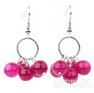 Lovely Style 8mm Rosy Pink Agate Cluster Earrings