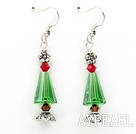 Classic Design Green Austrian Crystal Christmas / Xmas Tree Shape Earrings