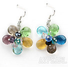 Multi Color Drop Shape Multi Crystal Flower Shape Earrings