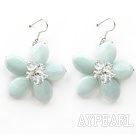Wholesale Elegant Style Amazon Stone and Clear Crystal Flower Earrings