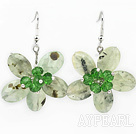 Wholesale Green Series Faceted Green Rutilated Quartz and Green Crystal Flower Earrings