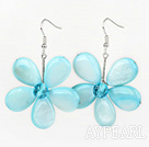 Light Blue Series Light Blue Shell and Blue Crystal Flower Earrings