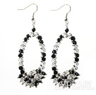 Assorted Fashion Style Black and Clear Crystal Hoop Earrings