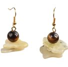 Wholesale Special Fashion Design Irregular Shape Yellow Opal And Tiger Eye Stone Dangle Earrings