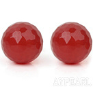 Simple Design 10mm Round Faceted Red Carnelian Studs Earrings