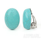 Simple Design Oval Shape Turquoise Clip Earrings