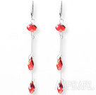 Dangle Style Manmade Red Crystal Earrings