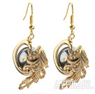 Fashion Style Black Seashell Beads and Immitation Gold Earrings