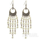 Vintage Style White Seashell Beads Dangle Earrings