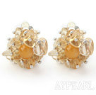 New Design Fashion Style Citrine Chips Clip Earrings