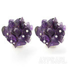New Design Fashion Style Amethyst Chips Clip Earrings