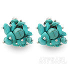 New Design Fashion Style Assorted Turquoise Chips Clip Earrings