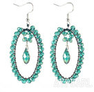 New Design Oval Shape Lake Green Crystal Big Loop Earrings