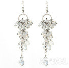 White Series Assorted White with Colorful Crystal Dangle Long Earrings