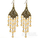 Vintage Style Golden Color Seashell Beads Long Earrings