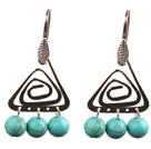 Popular Fashion Natural Turquoise Earrings With Triangular Accessory