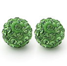 Fashion Style Apple Green 10mm Round Rhinestone Ball Studs Earrings